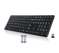 Wireless Keyboard-2.4G USB Ultra Slim Quiet Full Size Matte PC Computer Keyboard,19 Multimedia Keys,Number Pad,Plug&Play,Lag-Free Ergo,Long Battery life for Desktop,Laptop,Smart TV,MAC,Windows,QWERTY