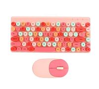 Wireless Keyboard and Mouse, 86 Keys, Wide Compatibility, Stylish Colorful Keyboard and Mouse, 2.4GHz Wireless for PC (Pink)