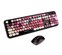 Wireless Keyboard and Mouse Combo, 2.4 GHz Full-Sized Typewriter Keyboard and Mouse Wireless with Round Keycaps for Windows, Computer, Desktop, PC, Laptop (New BlackColorful)