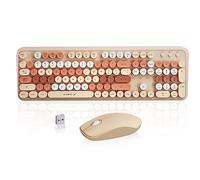 Wireless Keyboard and Mouse Combo, 2.4 GHz Wireless Full-Sized Typewriter Keyboard Mouse for Windows, Computer, Desktop, PC, Laptop (MilkTea)