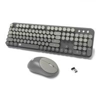 Wireless Keyboard and Mouse Combo, 2.4 GHz Wireless Full-Sized Typewriter Keyboard with Round Keycaps for Windows, Computer, Desktop, PC, Laptop (Grey)