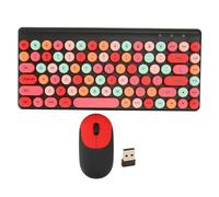 Wireless Keyboard and Mouse Combo, 2.4G 86 Keys Round Keycap Full Sized Ergonomic Keyboard Mouse Set, Retro Ultra Thin Adjustable Cordless USB Keyboard and Mouse for PC Laptop