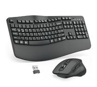 Wireless Keyboard and Mouse Combo, 2.4G Ergonomic Wave Keys(Graphite) | Full Size Wave Keyboard with Wrist Rest, 3-Level DPI Adjustable Ergonomic Mouse for Windows and Mac OS Desktop/Laptop/PC
