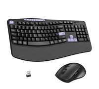 Wireless Keyboard and Mouse Combo, 2.4G Ergonomic Wave Keys(Purple) | Full Size Keyboard with 6 Multimedia Keys, Ergonomic Keyboard with Wrist Rest, 3-Level DPI Silent Mouse for Windows/Laptop/PC