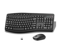 Wireless Keyboard and Mouse Combo, 2.4G Quiet Ergonomic Curved Keys(Black)
