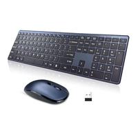 Wireless Keyboard and Mouse Combo,2.4G USB Ultra Slim Quiet Full Size Matte PC Computer Keyboard & Mice,3 DPI,19 Multimedia Key,Lag-Free Ergo,Long Battery Life for Desktop,Laptop,Smart TV,MAC,Windows