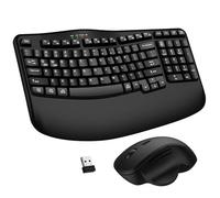 Wireless Keyboard and Mouse Combo, 2.4G Wave Keys Ergonomic Keyboard with Wrist Rest and 3 Level DPI Advanced Wireless Ergonomic Mouse, Natural Typing for Windows, Mac OS Desktop Laptop