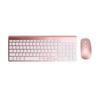 Wireless Keyboard and Mouse Combo, 2.4G Wireless Mouse 102 Keys Wireless Keyboard with USB Adapter for Mobile Devices, Tablet PCs (Rose Gold)
