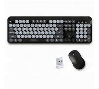 Wireless Keyboard and Mouse Combo,2.4GHz 104 Keys Cute Retro Typewriter Style with Numeric Keypad and Quiet Click Mouse, for PC Laptop Desktop(Black)