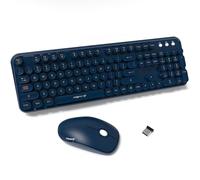 Wireless Keyboard and Mouse Combo, 2.4GHz Full-Size Keyboard Mouse Wireless, Plug-and-Play USB Receiver for PC, Laptop, Desktop, Windows, Mac - DarkBlue