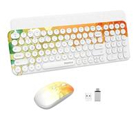 Wireless Keyboard and Mouse Combo 2.4GHzUSB Ultra-Thin Cute Cordless Compact-Sized Silent Retro computer keyboard&mouse Set for office PC Computer,Laptop,Windows,Mac,Microsoft,Tablets(Graffiti Orange)