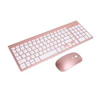 Wireless Keyboard and Mouse Combo, Battery Powered 2.4G Wireless Ultra-thin Silent USB Adapter for Work (Rose Gold)