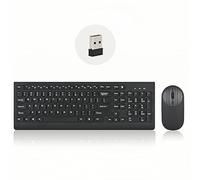 Wireless Keyboard and Mouse Combo, Compact Quiet Wireless Keyboard and Mouse Set 2.4G Design for Windows, Computer, Desktop, PC, Notebook, Laptop-Black
