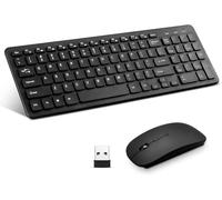 Wireless Keyboard and Mouse Combo, Compact Quiet Wireless Keyboard and Mouse Set 2.4G Ultra-Thin Sleek Design for Windows, Computer, Desktop, PC, Notebook, Laptop (Black01)