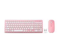 Wireless Keyboard and Mouse Combo, Compact Quiet Wireless Keyboard and Mouse Set 2.4G Ultra-Thin Sleek Design for Windows, Computer, Desktop, PC, Notebook, Laptop (Pink)