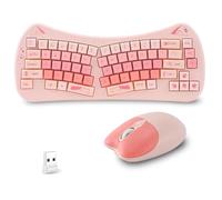 Wireless Keyboard and Mouse Combo, Cute Cat Keyboard and Mouse Set, 2.4G Cordless Computer Mice with USB Receiver for Laptop/PC/MAC (Pink)