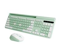Wireless Keyboard and Mouse Combo for Windows & Mac OS, Full-Size Keyboard and Mouse Colorful with USB Receiver&Phone Cradle for Laptop Computer MacBook, Green
