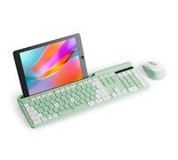 Wireless Keyboard and Mouse Combo for Windows & Mac OS, Full-Size Keyboard and Mouse Colorful with USB Receiver&Phone Cradle for Laptop Computer MacBook, Green