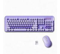 Wireless Keyboard And Mouse Combo, Full-Size 2.4G Set With Number Pad, Long Battery Life, Plug Play For Office(Purple)