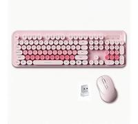 Wireless Keyboard And Mouse Combo, Full-Size 2.4G Set With Number Pad, Long Battery Life, Plug Play For Office(Pink)