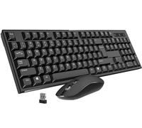 Wireless Keyboard and Mouse Combo -Full Size QWERTY Layout 2.4G Round Keycaps Ergonomic Design Mechanical Keyboard Set for Windows, Computer, Desktop, PC, Notebook, Laptop,Black