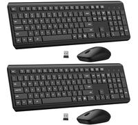 Wireless Keyboard and Mouse Combo, Full Size Silent Ergonomic Keyboard and Mouse, Long Battery Life, Optical Mouse, 2.4G Lag-Free Cordless Mice Keyboard for Computer, Mac, Laptop, PC, Window(2 Pack)