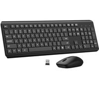 Wireless Keyboard and Mouse Combo, Full Size Silent Ergonomic Keyboard and Mouse, Long Battery Life, Optical Mouse, 2.4G Lag-Free Cordless Mice Keyboard for Computer, Mac, Laptop, PC, Windows
