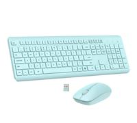 Wireless Keyboard and Mouse Combo, Full Size Silent Ergonomic Keyboard and Mouse, Long Battery Life, Optical Mouse, 2.4G Lag-Free Cordless Mice Keyboard for Computer, Mac, Laptop, PC, Windows(Green)