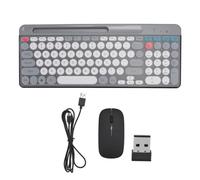 Wireless Keyboard and Mouse Combo, Full Sized Cordless Ergonomic Keyboard Mouse, 2.4GHz Wireless Bluetooth Vintage Keyboard Mouse Set for Game Type