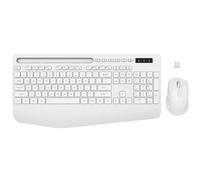 Wireless Keyboard and Mouse Combo - Full-Sized Ergonomic Keyboard with Wrist Rest, Phone Holder, Sleep Mode, Silent 2.4GHz Cordless Keyboard Mouse Combo for Computer, Laptop, PC, Mac, Windows,White
