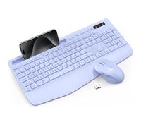 Wireless Keyboard and Mouse Combo - Full-Sized Ergonomic Keyboard with Wrist Rest, Phone Holder, Sleep Mode, Silent 2.4GHz Cordless Keyboard Mouse Combo for Laptop, Computer, PC, Mac, Windows -Trueque