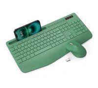 Wireless Keyboard and Mouse Combo - Full-Sized Ergonomic Keyboards with Wrist Rest, Phone Holder, Sleep Mode, Silent 2.4GHz Cordless Combo for Computer, Laptop, PC, Mac, Windows -Trueque