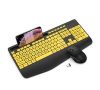 Wireless Keyboard and Mouse Combo - Large Print Ergonomic Keyboard with Wrist Rest, Phone Holder, Sleep Mode, Silent 2.4GHz Keyboard Mouse Set for Computer, Laptop, PC, Mac, Windows - Trueque