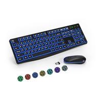 Wireless Keyboard and Mouse Combo, Lovaky 2.4G Full-Sized Ergonomic Keyboard Mouse, 3 DPI Adjustable Cordless USB Keyboard and Mouse, Quiet Click for Computer/Laptop/Windows/Mac (RGB Rainbow, 1 Pack)