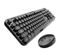 Wireless Keyboard and Mouse Combo, Retro Typewriter Style Keyboard with Round Keycaps, 2.4GHz Dropout-Free Connection Mouse with,Computer PC Desktops Laptop WindowsxP/7/8/10 (Black)