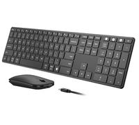Wireless Keyboard and Mouse Combo, seenda Multi-Device Slim Quiet Keyboard and Mouse, Compatible for Win 7/8/10+, MacBook Pro/Air, iPad, Tablet - Black