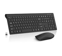Wireless Keyboard and Mouse Combo, Silent Full-Size Computer Keyboard with Calculator Button, 2400 DPI Mice, Quiet Click, Slim Cordless USB Set for Laptop PC Windows Mac - Black
