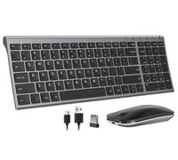 Wireless Keyboard and Mouse Combo, Ultra Slim Thin Rechargeable Wireless Keyboard Mouse with Long Battery Life, Quiet Click, Easy Set-Up, Compatible for Windows-Space Gray
