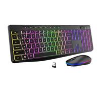 Wireless Keyboard and Mouse Combo With Backlit,2.4G Full Size Ergonomic Keyboard with Light Up Letters,Rechargeable and Slim RGB Mouse,Silent Click For Windows/MAC PC,Laptop,Chromebook,Surface,Macbook