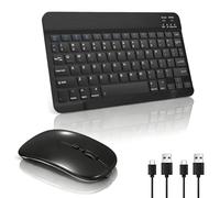 Wireless Keyboard and Mouse Combos,Ultra Slim Bluetooth 5.0 Rechargeable Set with USB-C,Portable for iPad,Mac, Windows,Android Smartphone (10-inch 78-Key Black, OS 10+)