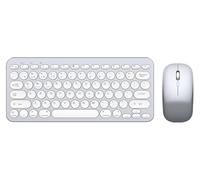 Wireless Keyboard and Mouse, Compact Multi-Device Bluetooth Keyboard and Mouse Combo, Silent Adjustable 2400 DPI, 2.4G+Bluetooth Computer Keyboards for Laptops Mac PC, Chrome OS, Travel (Silver White)