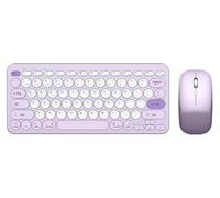 Wireless Keyboard and Mouse, Compact Multi-Device Bluetooth Keyboard and Mouse Combo, Silent Adjustable 2400 DPI, 2.4G+Bluetooth Computer Keyboard for Laptops Mac PC, Chrome OS, Travel (Purple)