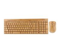 Wireless Keyboard and Mouse, Computer Laptop Ultra-Slim Bamboo Wooden Keyboard & Mouse Set Compatible for for OS All Systems