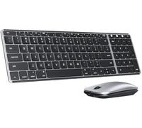 Wireless Keyboard and Mouse for Mac, Multi-Device Slim Keyboard and Mouse Stainless Steel Full Size, Compatible with MacBook Pro/Air, iPad, iMac - Black Silver