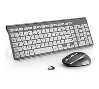 Wireless Keyboard and Mouse, J JOYACCESS Slim and Ergonomic Wireless Keyboard and Mouse Combo,Portable and Comfortable Typing for Laptop/Computer/Desktop/PC-Grey/Silver
