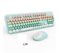 Wireless Keyboard and Mouse, Keyboard Mouse Combo, 2.4 GHz Wireless Full-Sized Typewriter Keyboard with Round Keycaps, Keyboard for Windows, Computer, Desktop, PC, Laptop (PinkBlue)