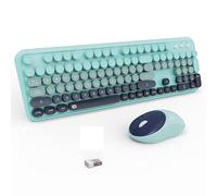 Wireless Keyboard and Mouse, Keyboard Mouse Combo, 2.4 GHz Wireless Full-Sized Typewriter Keyboard with Round Keycaps, Keyboard for Windows, Computer, Desktop, PC, Laptop (GradientBlue)