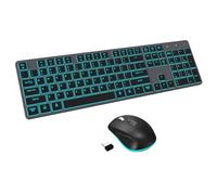 Wireless Keyboard and Mouse RGB Backlit Combo, Slim & Quiet, Rechargeable, Light Up, Jiggler Mouse, Tilt Angle, 2.4GHz Silent Keyboard Mouse for Mac Windows PC Computer, Laptop, Desktop (Space Gray)