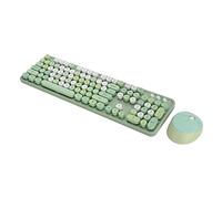 Wireless Keyboard and Mouse Set, 2.4Ghz 104 Key Cute Computer Keyboard with Multimedia Function, Ergonomic Design, for Home and Office Use (Green mixed color)