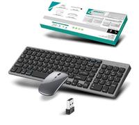 Wireless Keyboard and Mouse Set 2.4Ghz & Bluetooth,Rechargeable Portable Compact Silent Multi-Device Computer Keyboard and Mouse Combos with Numeric Keypad for Mac,Microsoft,PC,Laptop,iPad,Flat